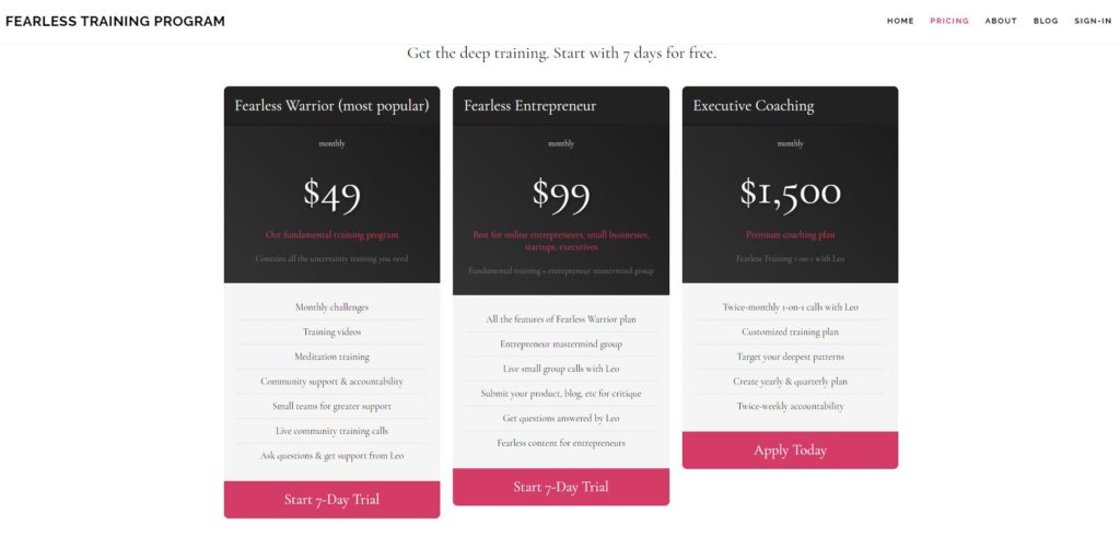 Exemple de page de vente sur Zen Habits
